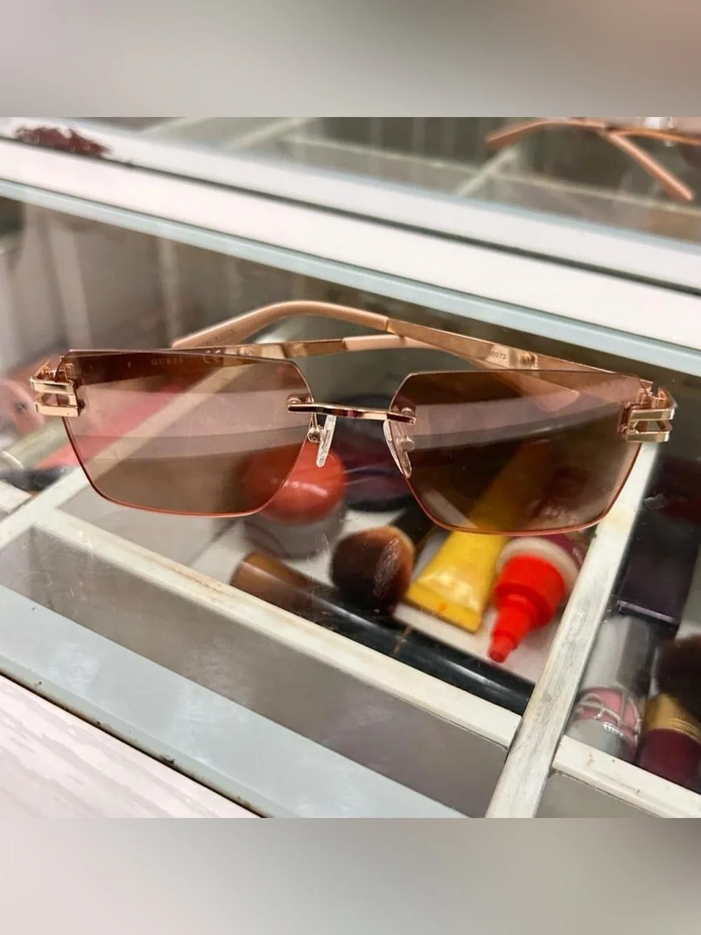 Guess Brown Gradient Rimless Sunglasses